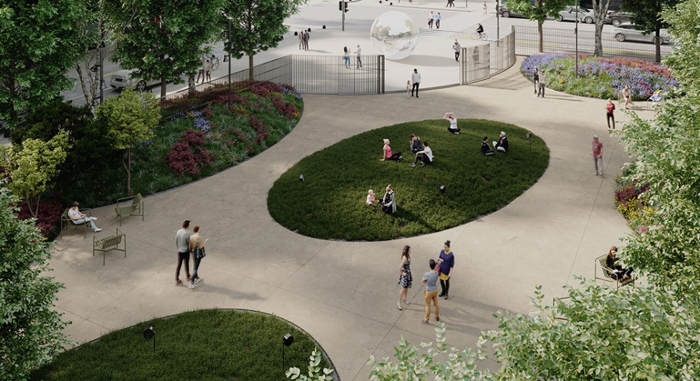 Parque central de 2800 m² en Huergo 475